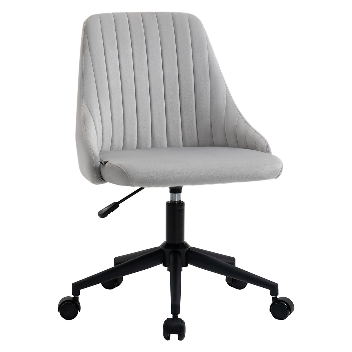 Easycomfort Grijze bureaustoel met verstelbare hoogte, ergonomische 360°-schakelstoel en wiel, 50x58x77-87cm