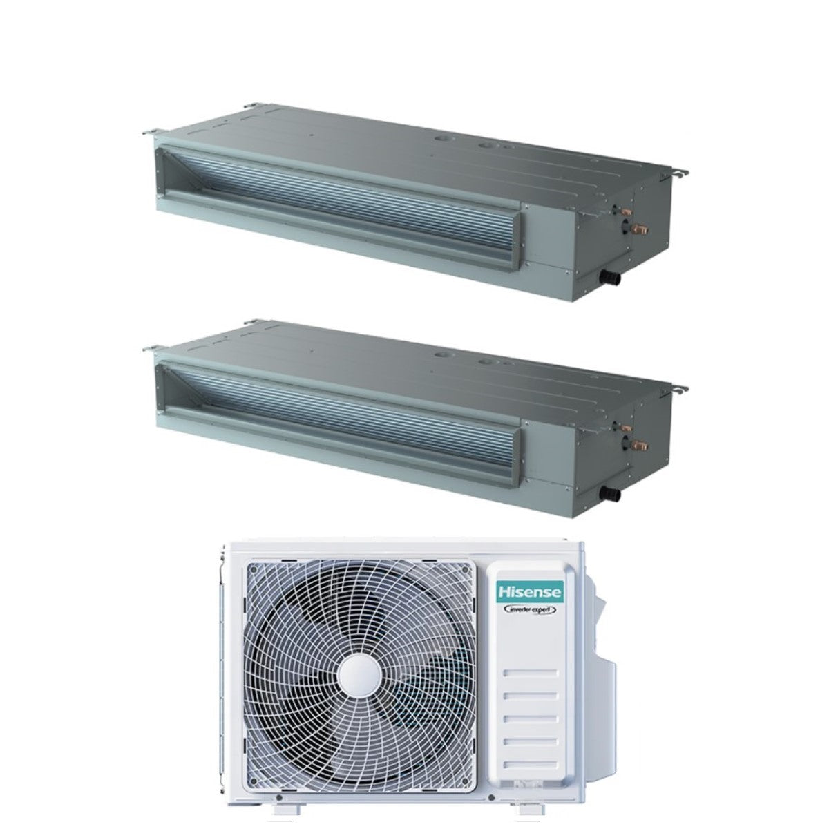 Hisense Dual Split Inverter Ducted Air Conditioner 9+12 met 2AMW42U4RGC R-32 Optioneel Wi-Fi 9000+12000 met standaard en bedrade afstandsbediening inbegrepen - Nieuw