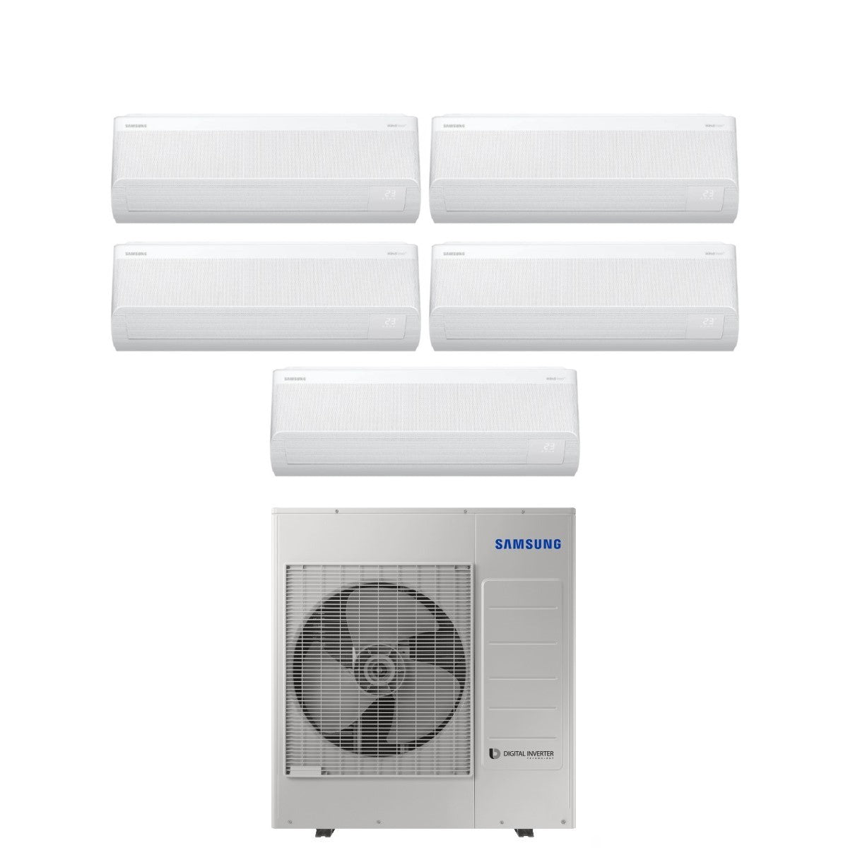 Airconditioner Samsung Penta Split Inverter Serie WINDFREE AVANT S2 7+9+9+9+9 met AJ100TXJ5KG R-32 Wi-Fi Geïntegreerd 7000+9000+9000+9000+9000