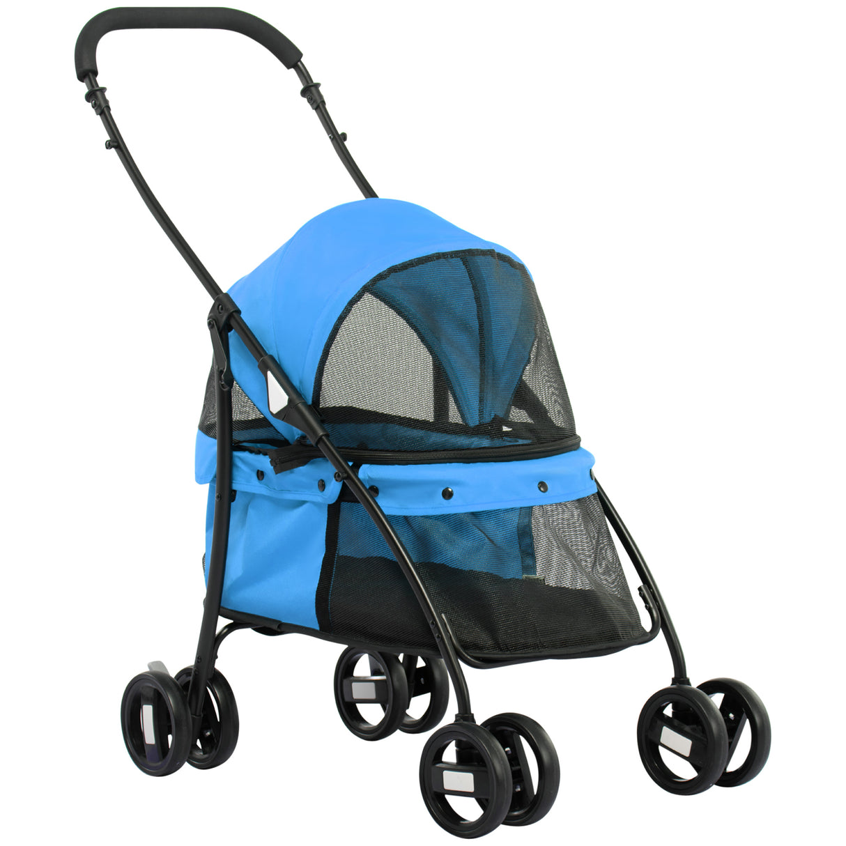 EASYCOMFORT Opvouwbare hondenbuggy met verstelbare kap en zwenkwielen, 82x47x97cm, blauw