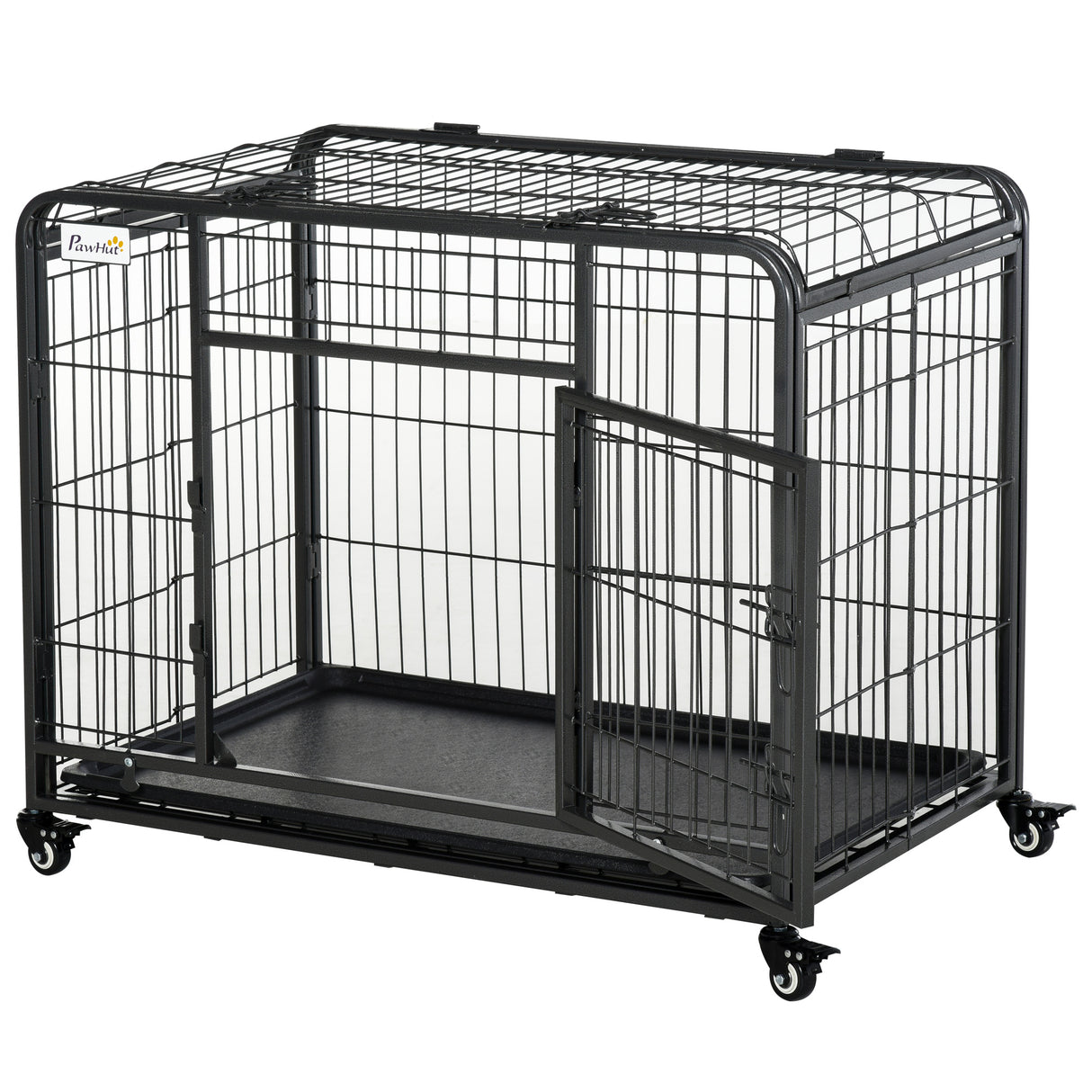 EASYCOMFORT Opvouwbare hondenkenneldeur met gleuf, 4 wielen, verwijderbare bodem