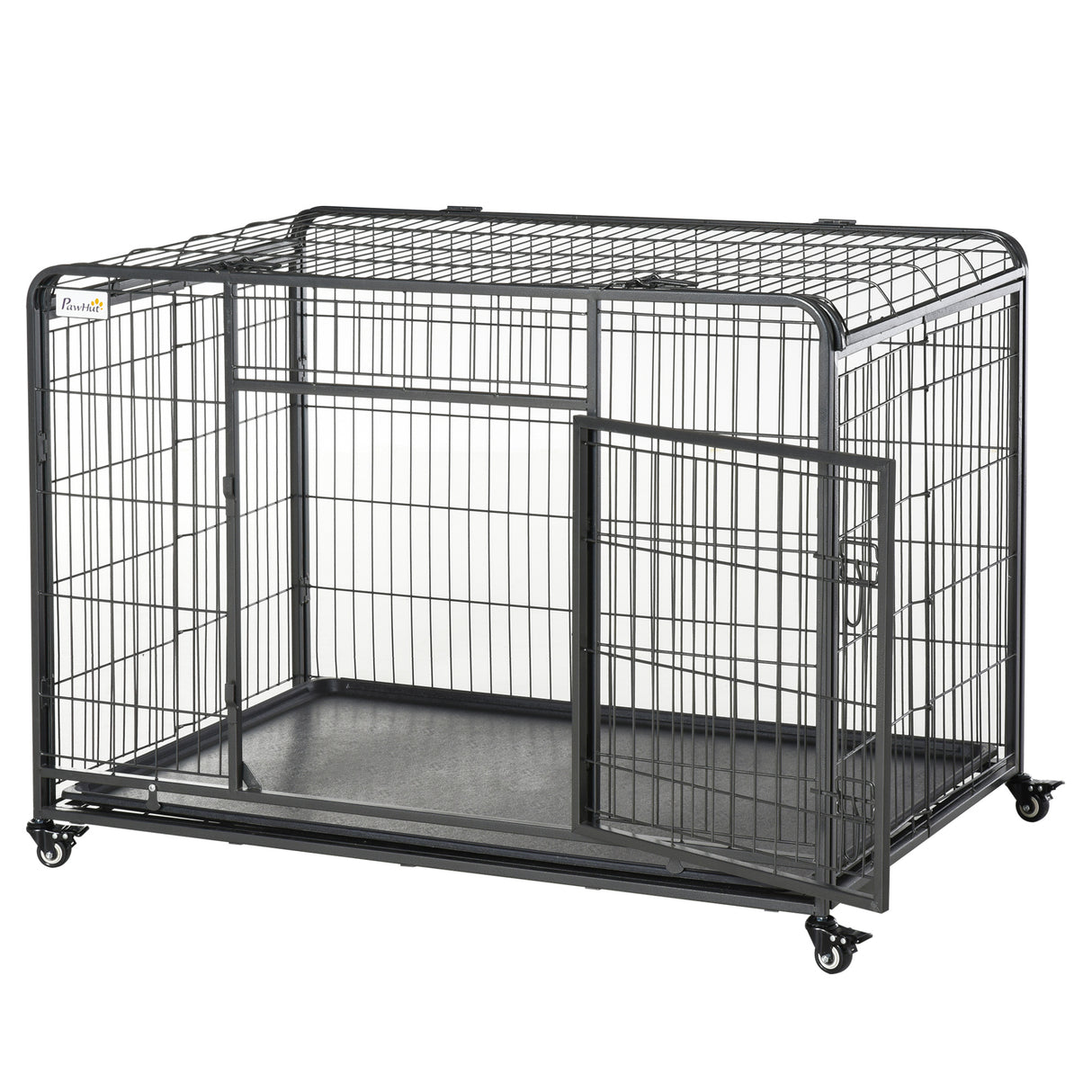 D02-052V02_P Easycomfort Kennel Hondenkabel Dubbele Deur met Blok 4 Wielen met Verwijderbare Rem en Achtergrond, 125x76x81cm - Image 1