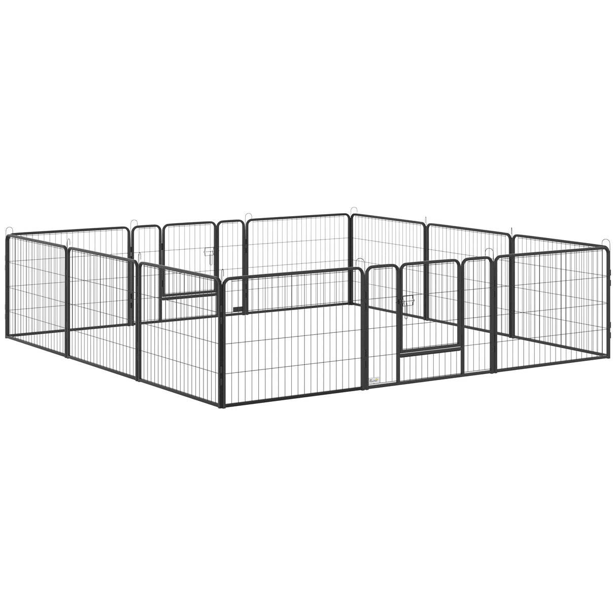 EASYCOMFORT Hek voor honden en huisdieren met 12 modulaire stalen panelen en 2 ingangen, 80x1,5x60cm, zwart