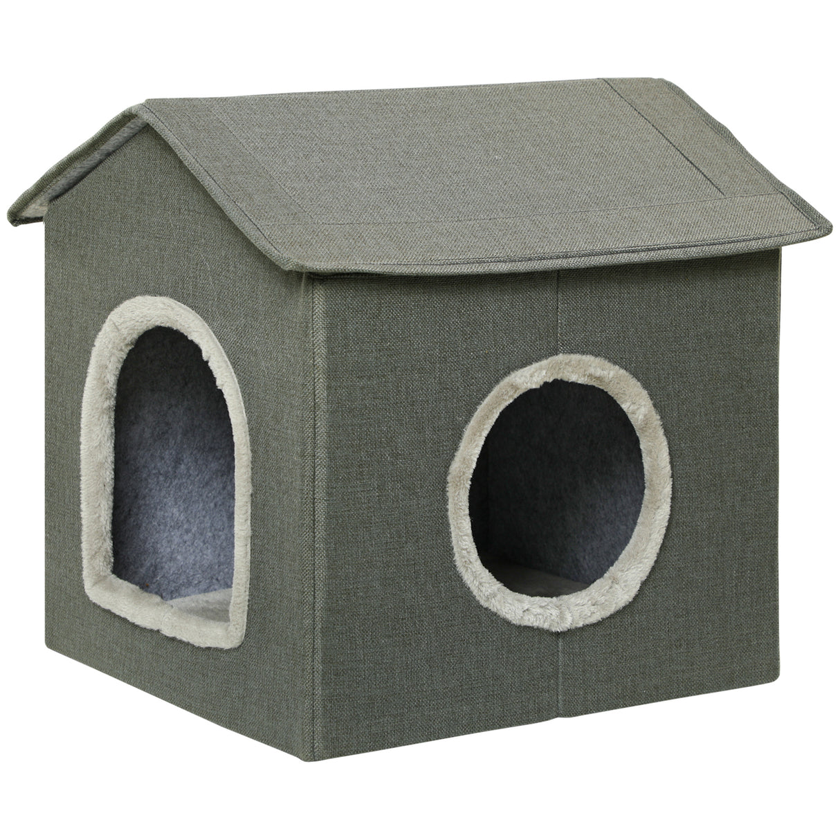 Easycomfort Kattenkast met wasbare jassen 2 ingangen, 39x43,5x40,5cm Grijs