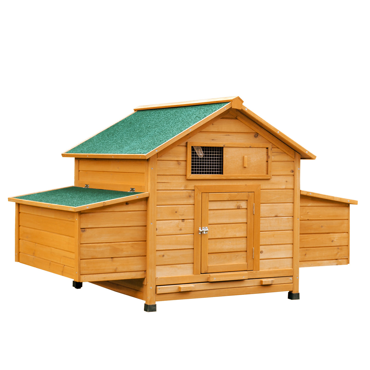 EASYCOMFORT Kippenhok Legkooi voor Tuinkippen met 2 Laden, Nest en Waterdicht Houten Buitendak, 150x100x96,5 cm