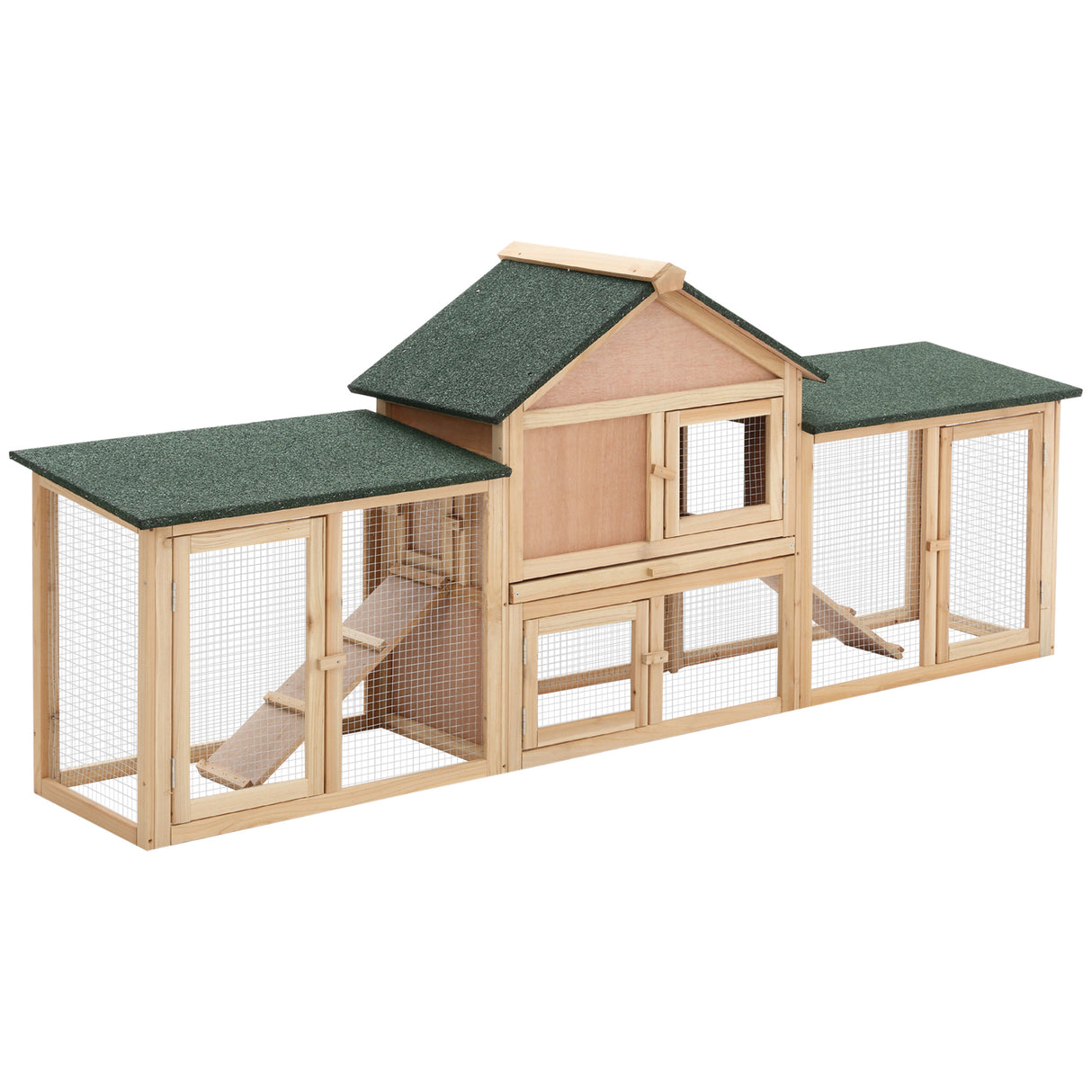 EASYCOMFORT Tuinhok met ren en hellingen, waterdicht dak, hout, 210x45,5x84,5cm