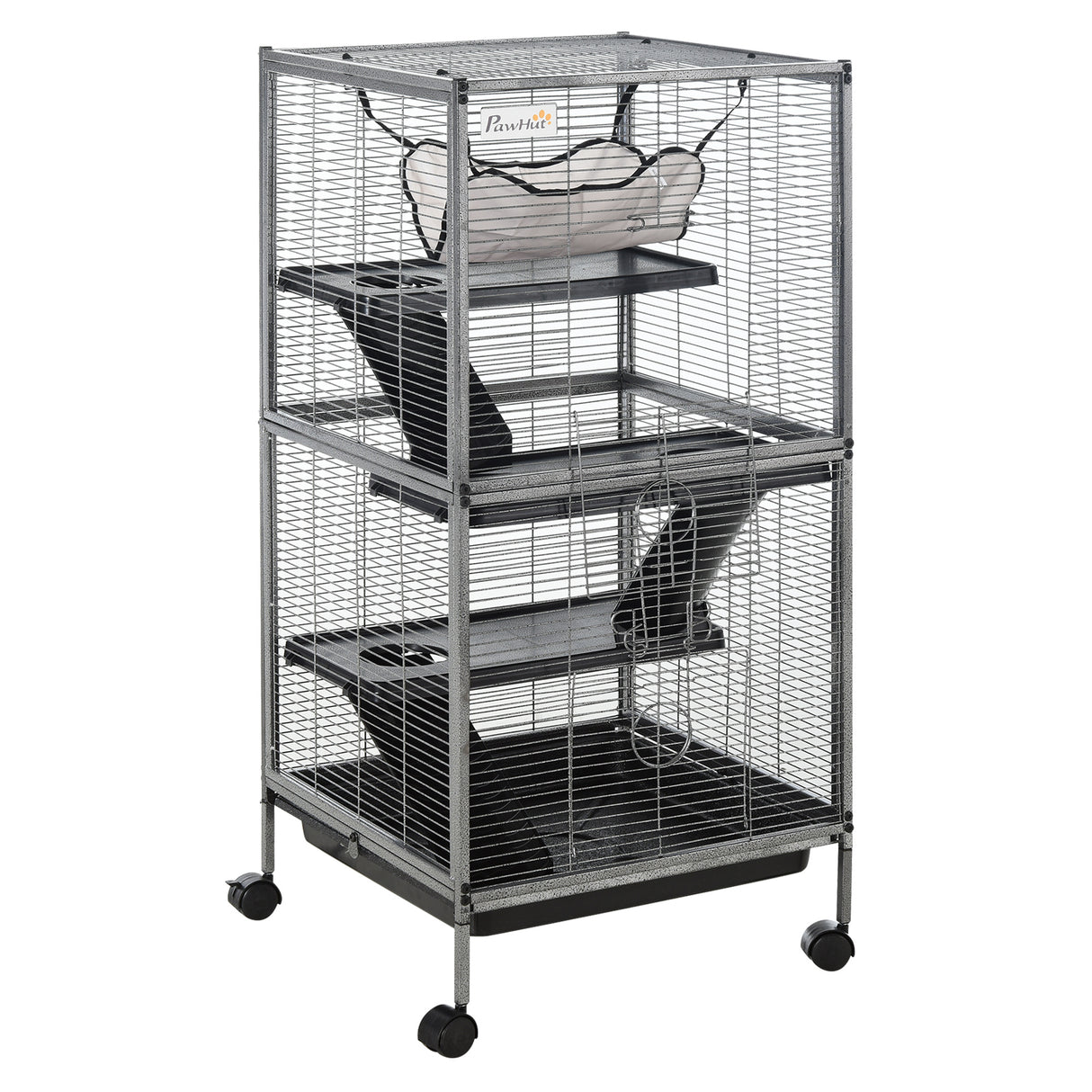 EASYCOMFORT Metalen Kooi voor Knaagdieren 4 Niveaus met Uit mechanische Lade 52 x 52 x 113,5 cm