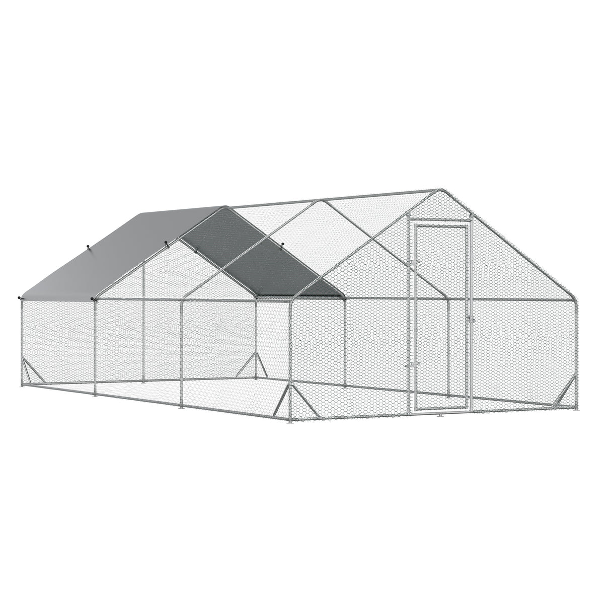 Easycomfort Tuinkip met zinken frame, waterdichte hoes en hexagonaal netwerk, 3x6x2m, zilver