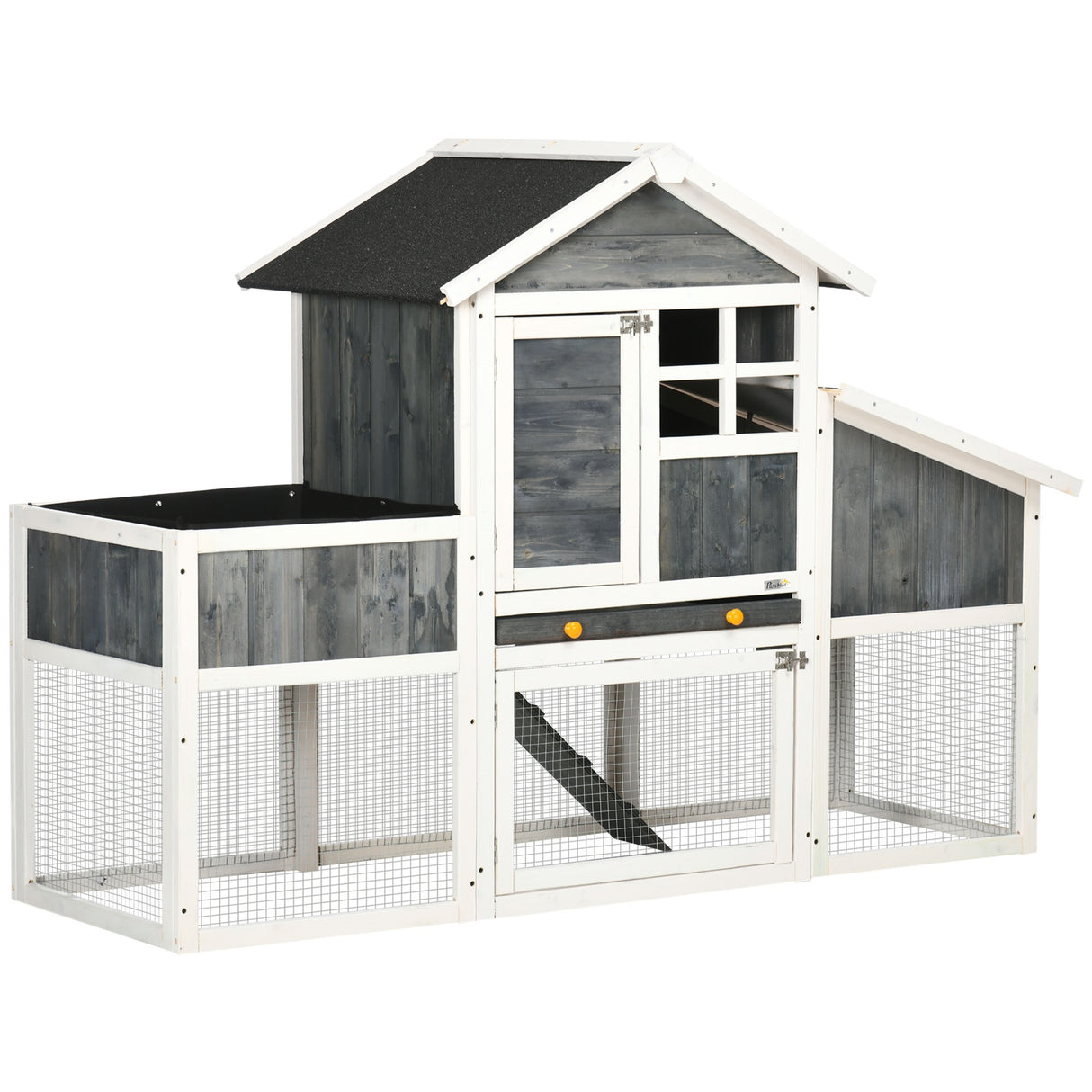 EASYCOMFORT Prefab houten kippenhok met open ruimte, huis en nest, 161,5 x 62,5 x 115 cm, grijs
