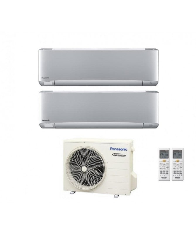 Panasonic Dual Split Inverter Serie Ethereum Zilver 9+9 met CU-2Z50TBE R-32 Wi-Fi Geïntegreerd Kleur Zilver 9000+9000
