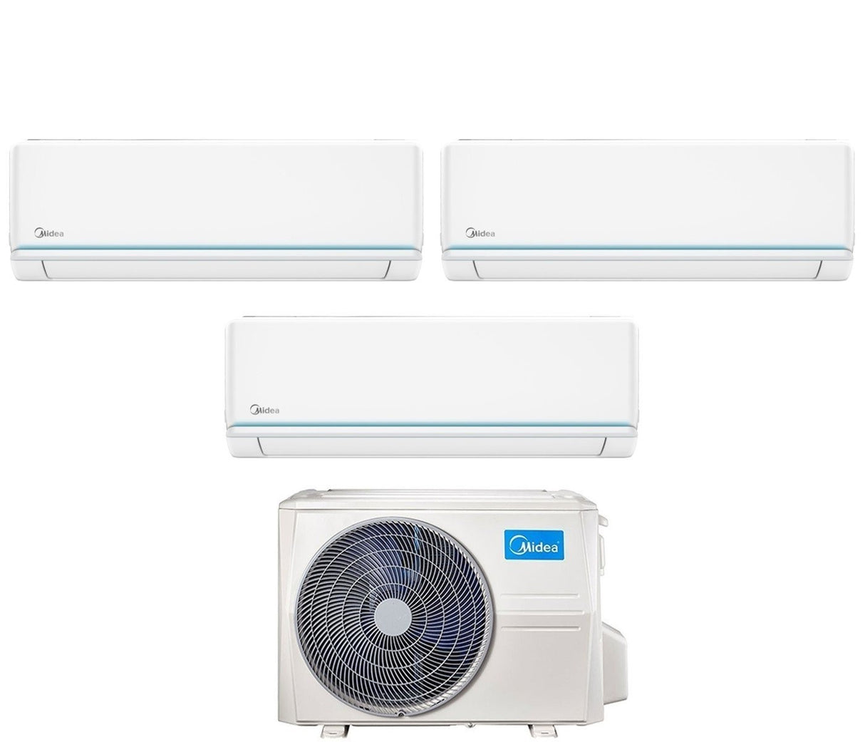 Midea Trial Split Inverter Airconditioning EVOLUTION serie 9+9+12 met M3OF-27HFN8-Q R-32 Wi-Fi Optie 9000+9000+12000