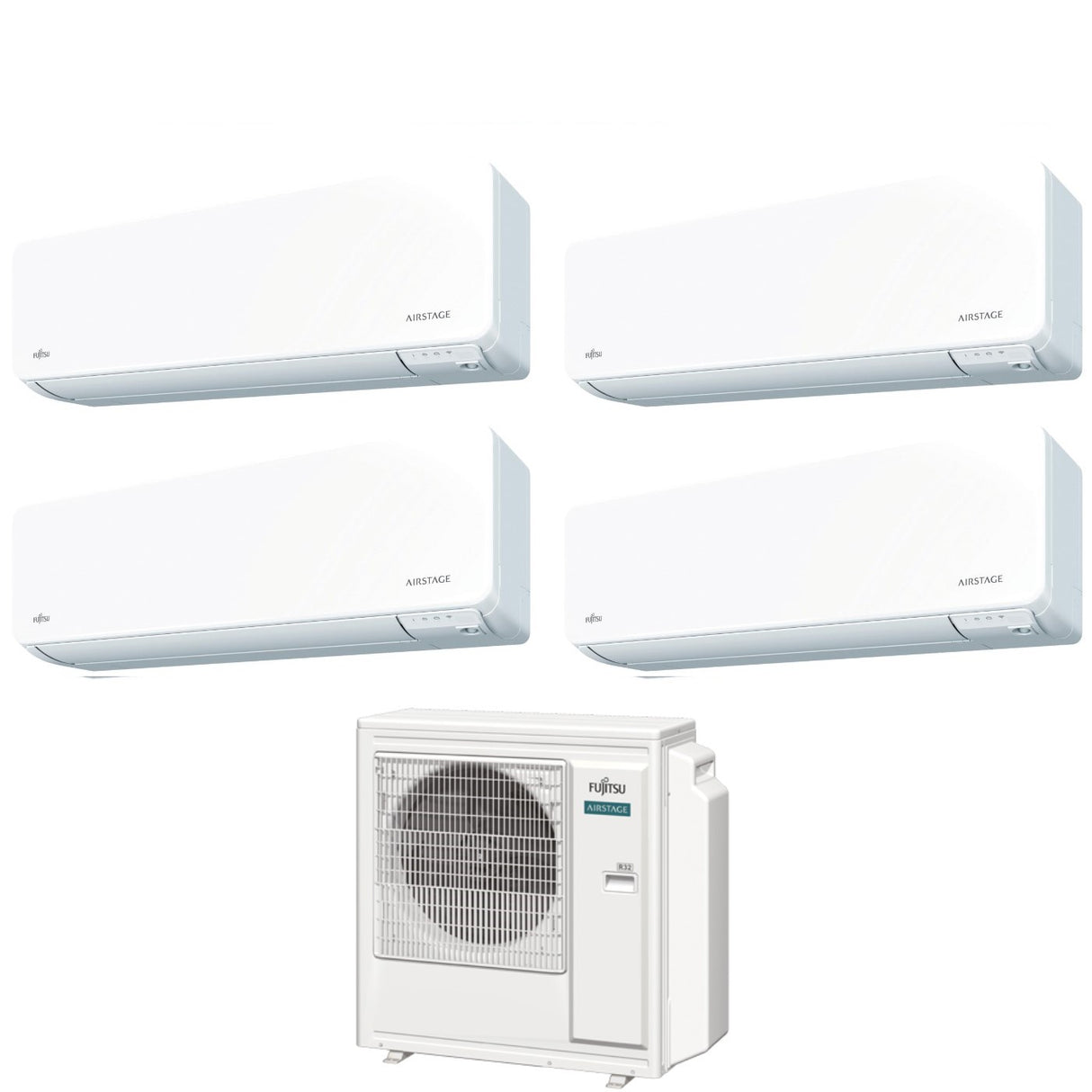 Fujitsu Quadri Split Inverter Airconditioner KG-serie 7+7+12+14 met AOYG30KBTA4 R-32 Geïntegreerde Wi-Fi 7000+7000+12000+14000