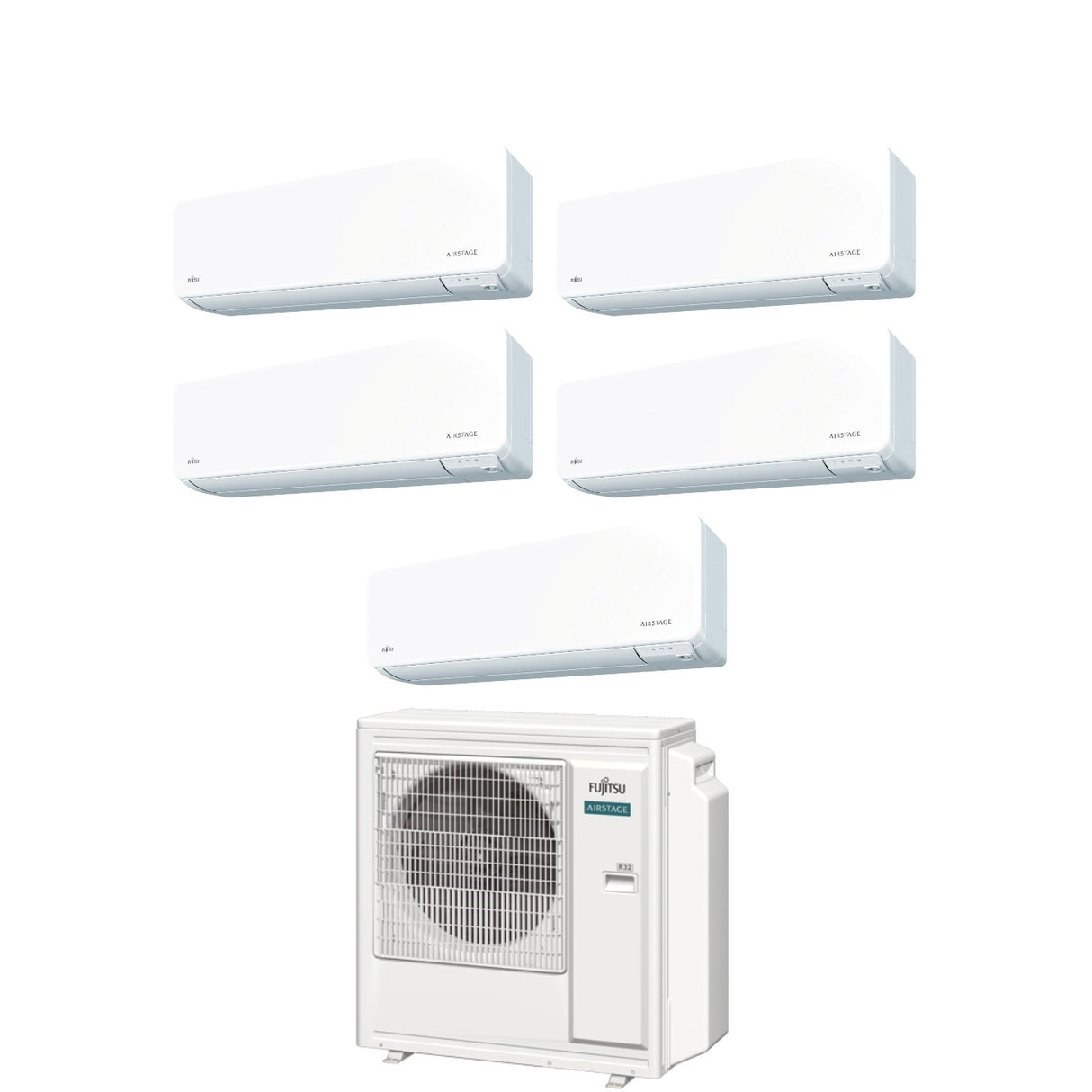 Fujitsu Penta Split Inverter Airconditioning KG-serie 9+9+9+9+9+14 met AOYG36KBTA5 R-32 Geïntegreerde Wi-Fi 9000+9000+9000+14000
