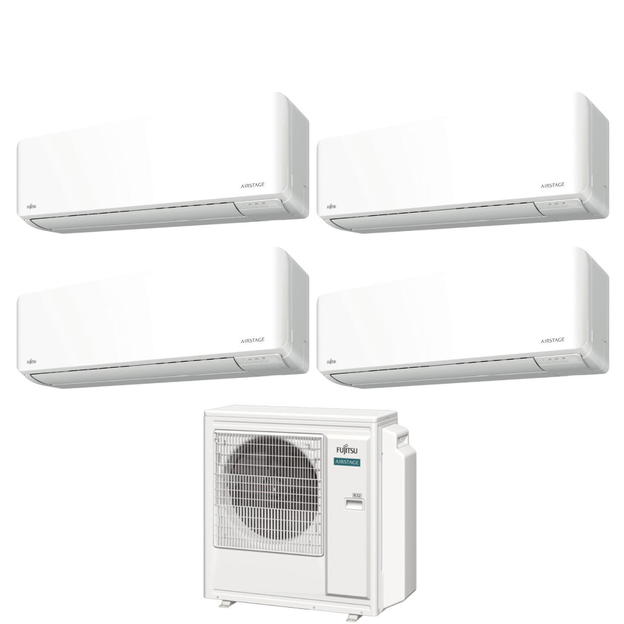 Airconditioner Fujitsu Quadri Split Inverter-serie KM AIRSTAGE 7+7+7+12 met AOEG30KBTA4 R-32 Wi-Fi Geïntegreerd 7000+7000+12000
