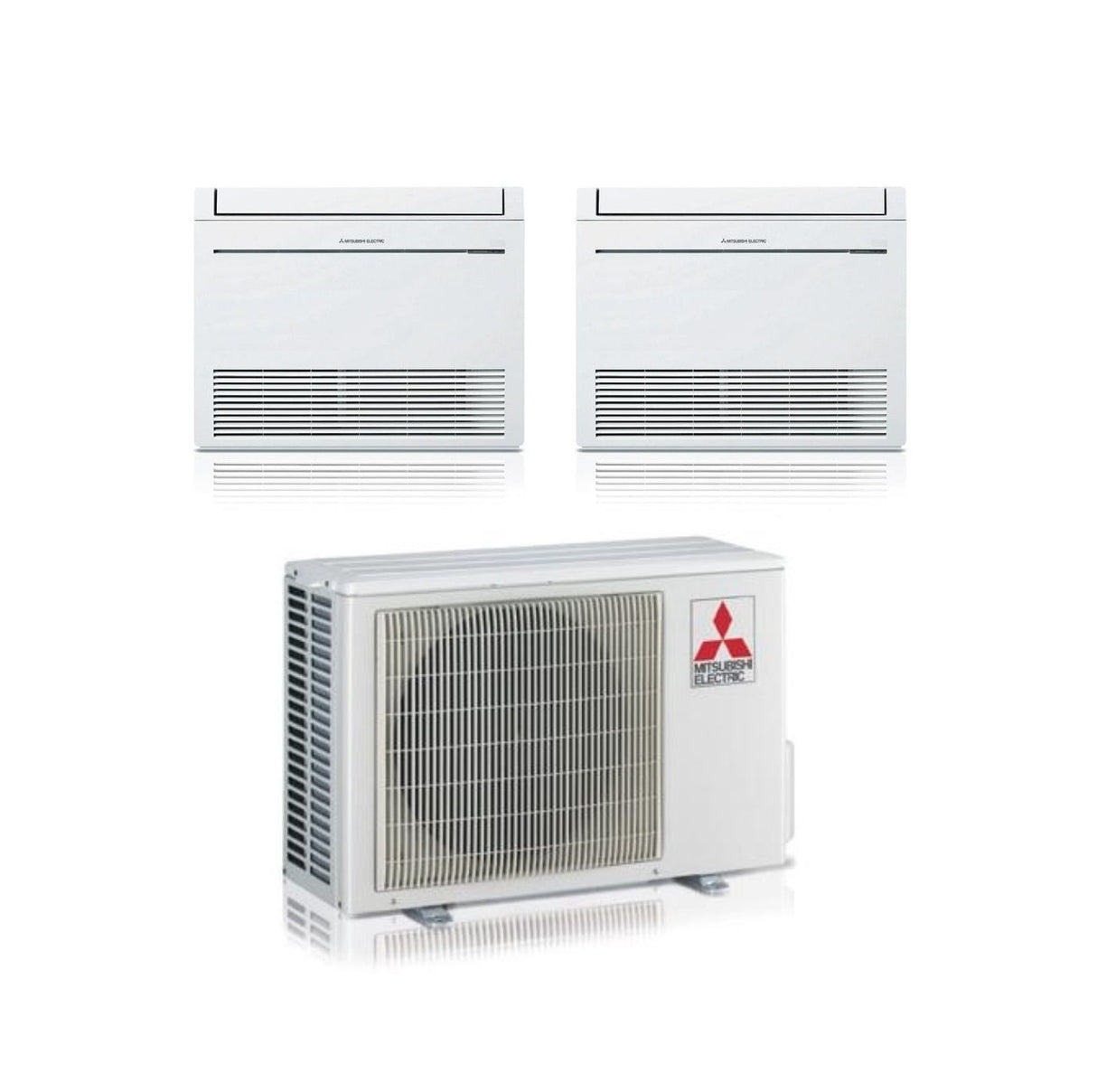 Mitsubishi vloer-airconditioner MFZ-KT Dual Split Inverter 9000 + 9000 BTU met EU MXZ-2F33VF gas R-32