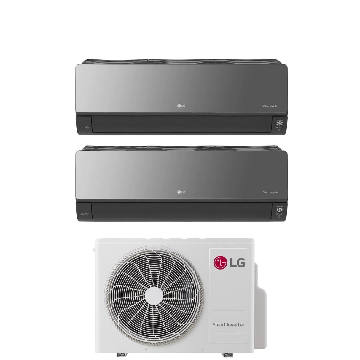 Airconditioner LG Dual Split Inverter Serie ARTCOOL MIRROR 12+12 met MU2R17 R-32 Wi-Fi Geïntegreerd 12000+12000