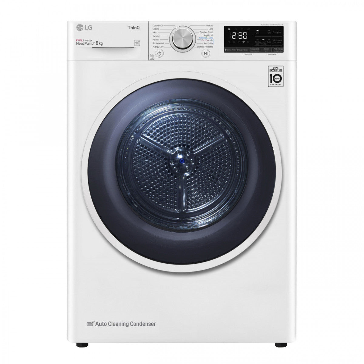 Slimme droger 8 kg LG RH80V9AVHN warmtepomp Eco Hybrid klasse A+++