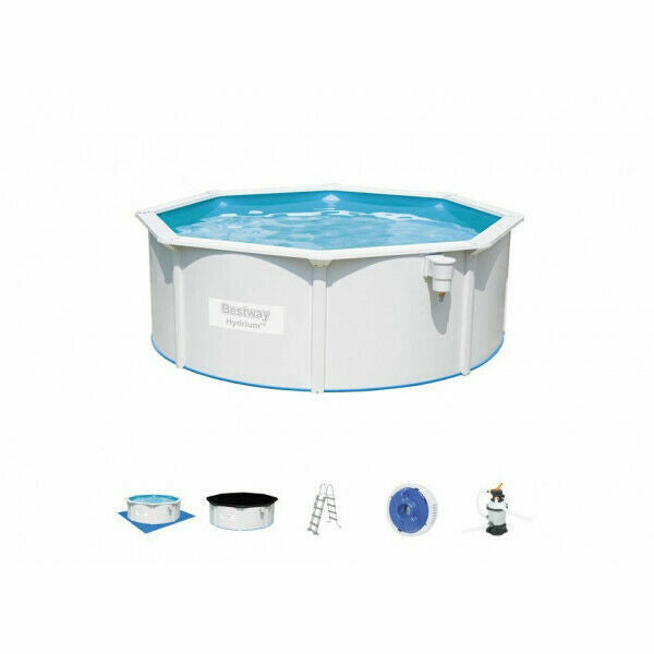 Bovengronds zwembad Bestway 56574 Hydrium ø (360x120h) Onderkant canvas + Afdekzeil + Externe hellingtrap + 10.990 liter filterpomp