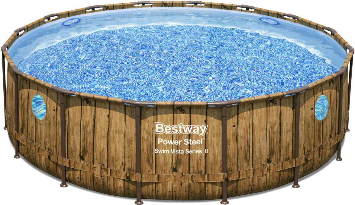 Bovengronds zwembad Bestway 56725 Power Steel (488x122h) Afdekking boven + Externe hellingtrap + Filterpomp 19.480 liter