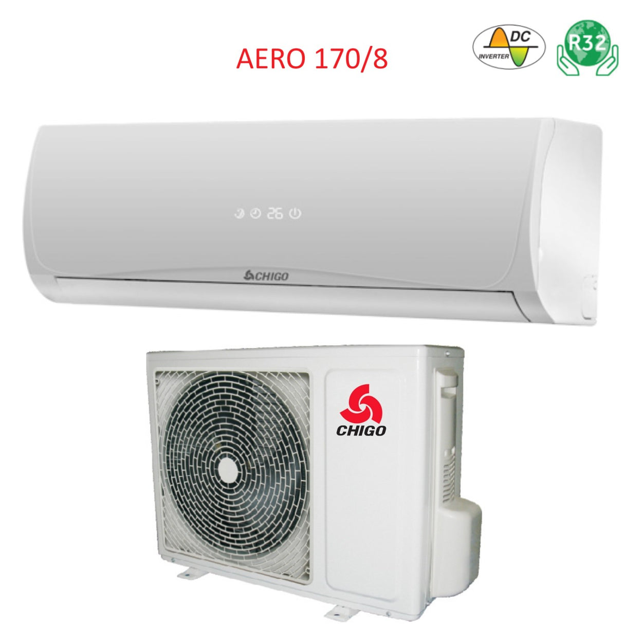 Chigo AERO 170/8 R-32 Airconditioner 12000 BTU A++ code. CS-32V3G-1C170AY4