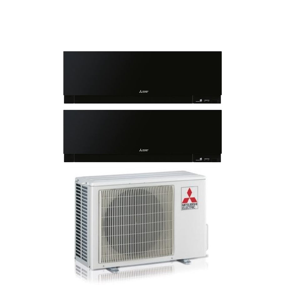 Mitsubishi Electric Dual Split Inverter Airconditioner KIRIGAMINE ZEN BLACK Serie MSZ-EF 12+12 met MXZ-2F53VF R-32 Geïntegreerde Wi-Fi Zwarte Kleur 12000+12000