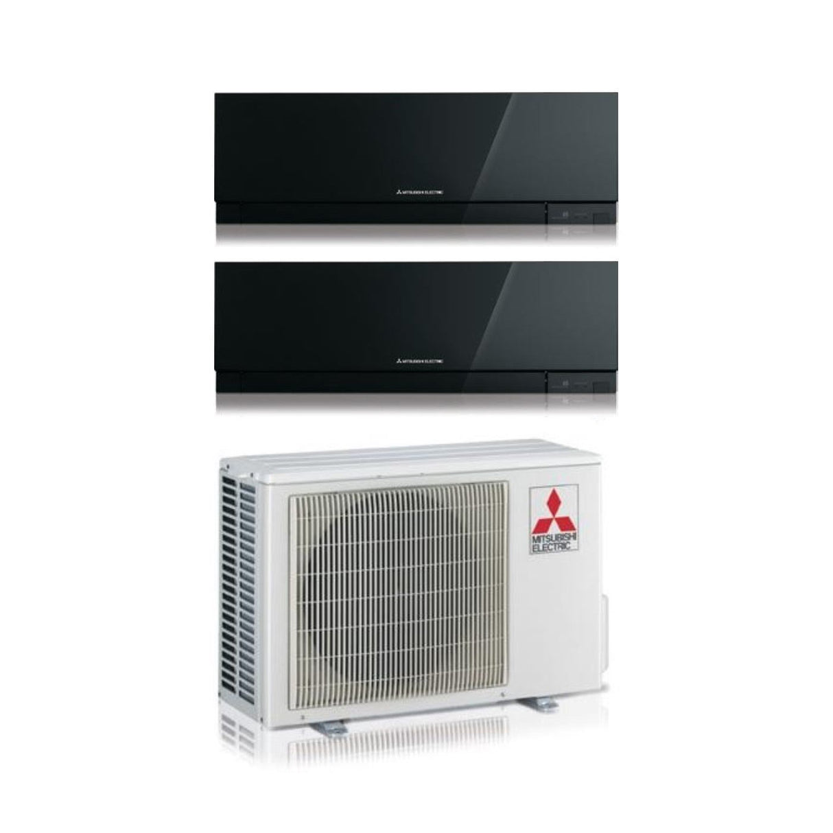 Dual Split Mitsubishi Electric Kirigamine Zen Zwart MSZ-EF 7+18 met MXZ-2F53VF R-32 Wi-Fi Geïntegreerd