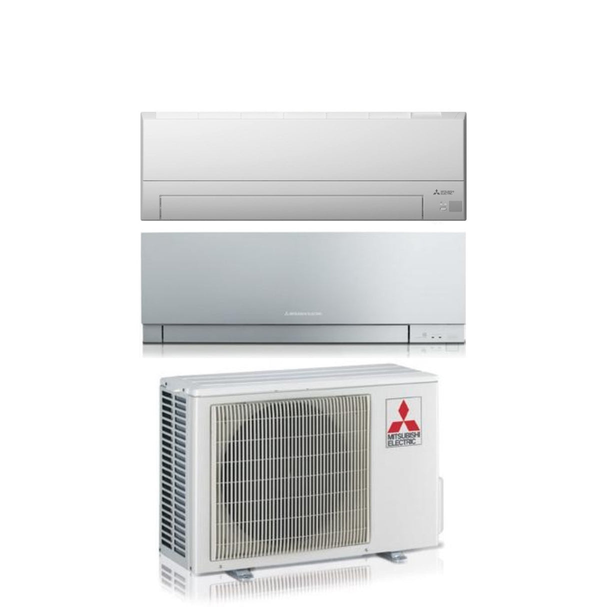 Mitsubishi Electric Dual Split Inverter Airconditioner MSZ-BT 9000-serie + KIRIGAMINE ZEN SILVER 12000 met MXZ-2F42VF R-32 Geïntegreerde Wi-Fi Zilverkleur 9000+12000