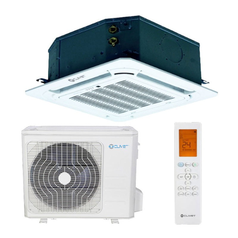 Cassette airconditioner 950x950 Clivet Inverter BOX2 serie 30000 btu IA3-XY 88M compleet met R-32 A++ Wi-Fi rooster Optioneel