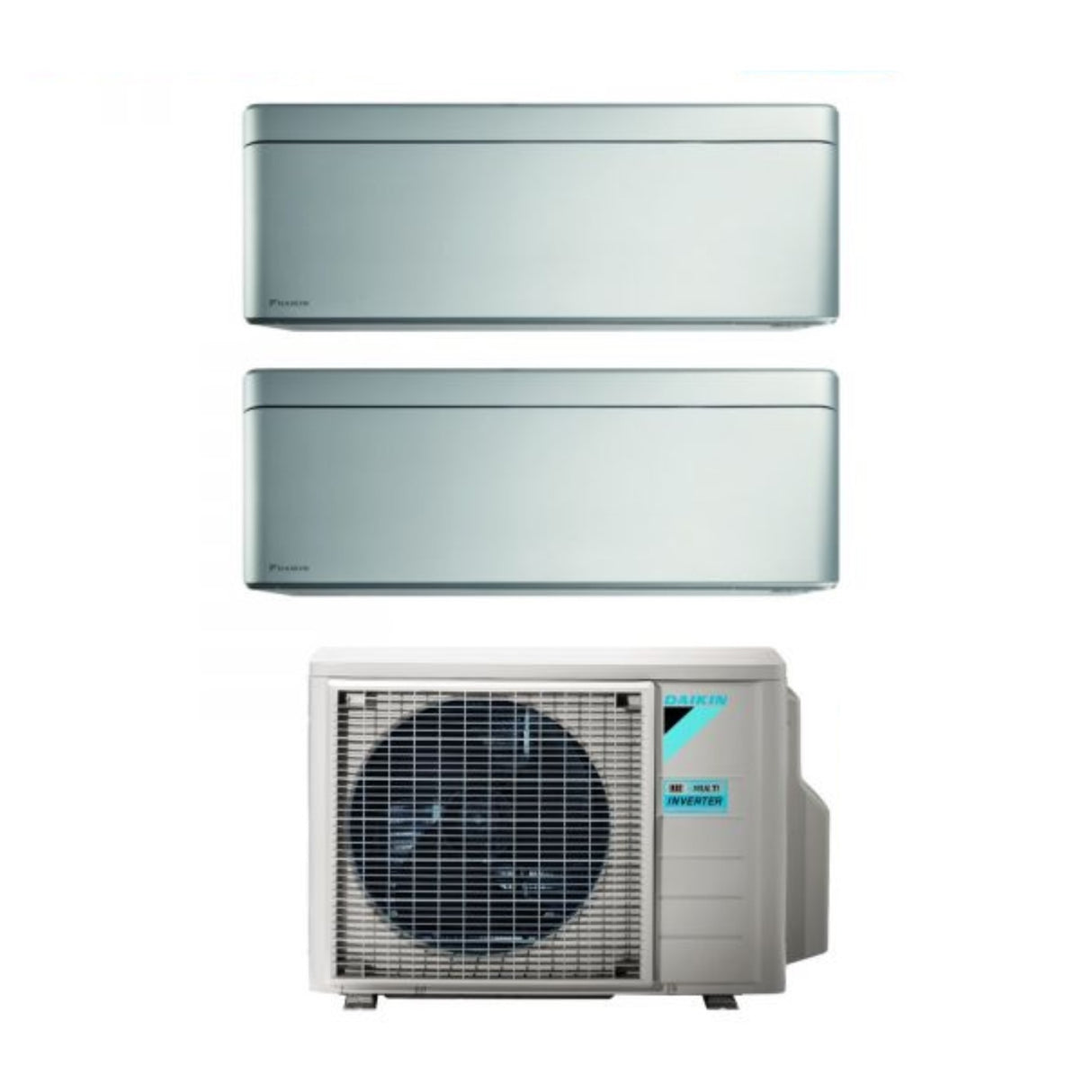 Daikin Bluevolution Dual Split Inverter Airconditioner STYLISH TOTAL SILVER 9+18 serie met 2MXM50A R-32 Geïntegreerde Wi-Fi 9000+18000 Grijze Kleur