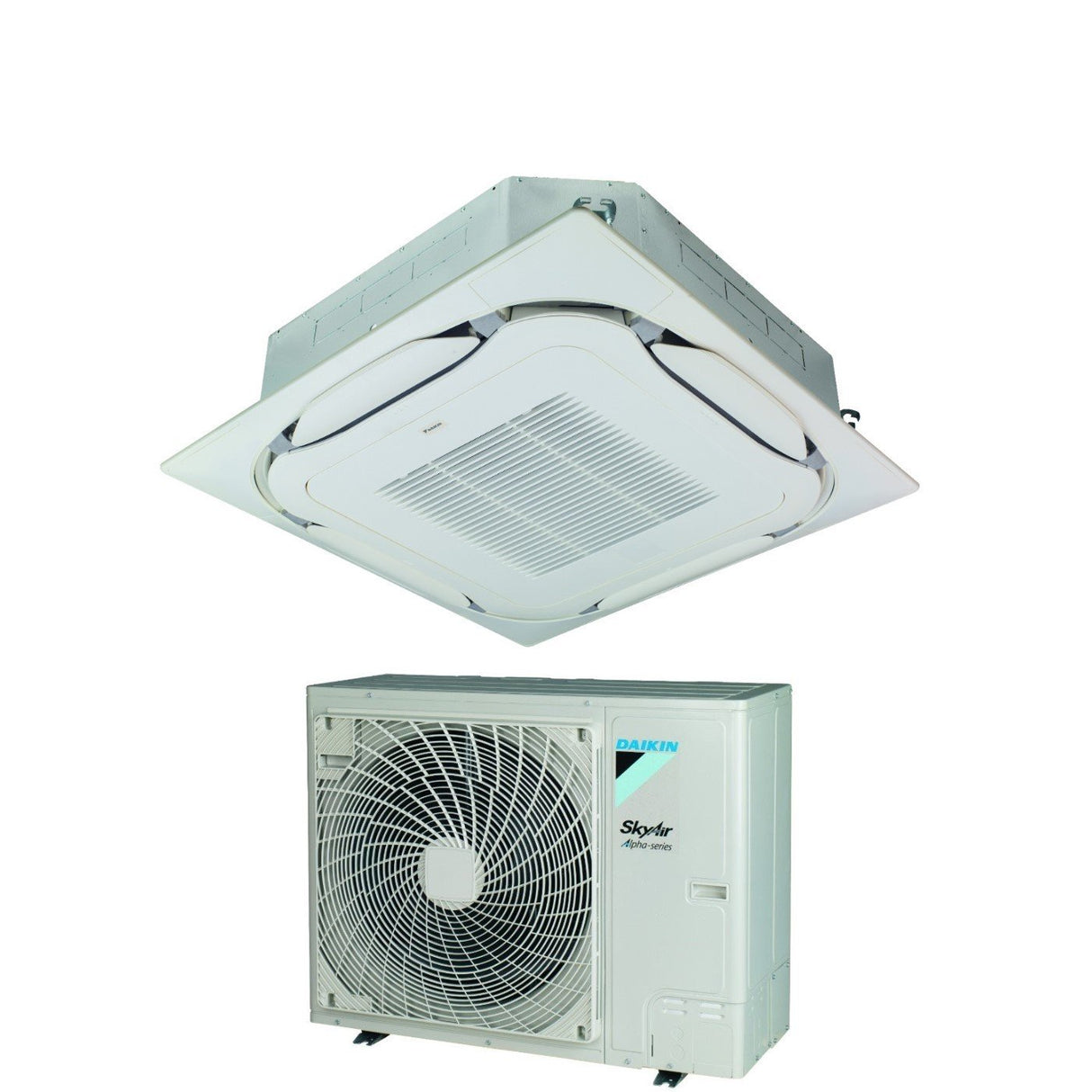 Daikin Bluevolution Airconditioner Round Flow Cassette Inverter SkyAir Alpha-serie 48000 Btu FCAG140B + RZAG140NY1 Driefase R-32 Wi-Fi Optioneel met standaardrooster