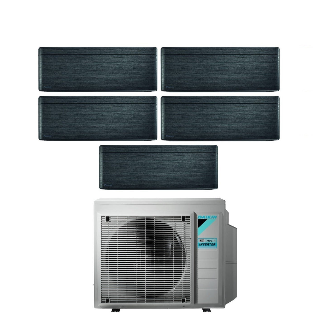 Daikin Bluevolution Penta Split Inverter Airconditioner FTXA-BT-serie STIJLVOL ECHT ZWART HOUT 9+9+12+12+12+12+12 met 5MXM90N R-32 Geïntegreerde Wi-Fi 9000+9000+12000+12000+12000 Zwarte houtkleur
