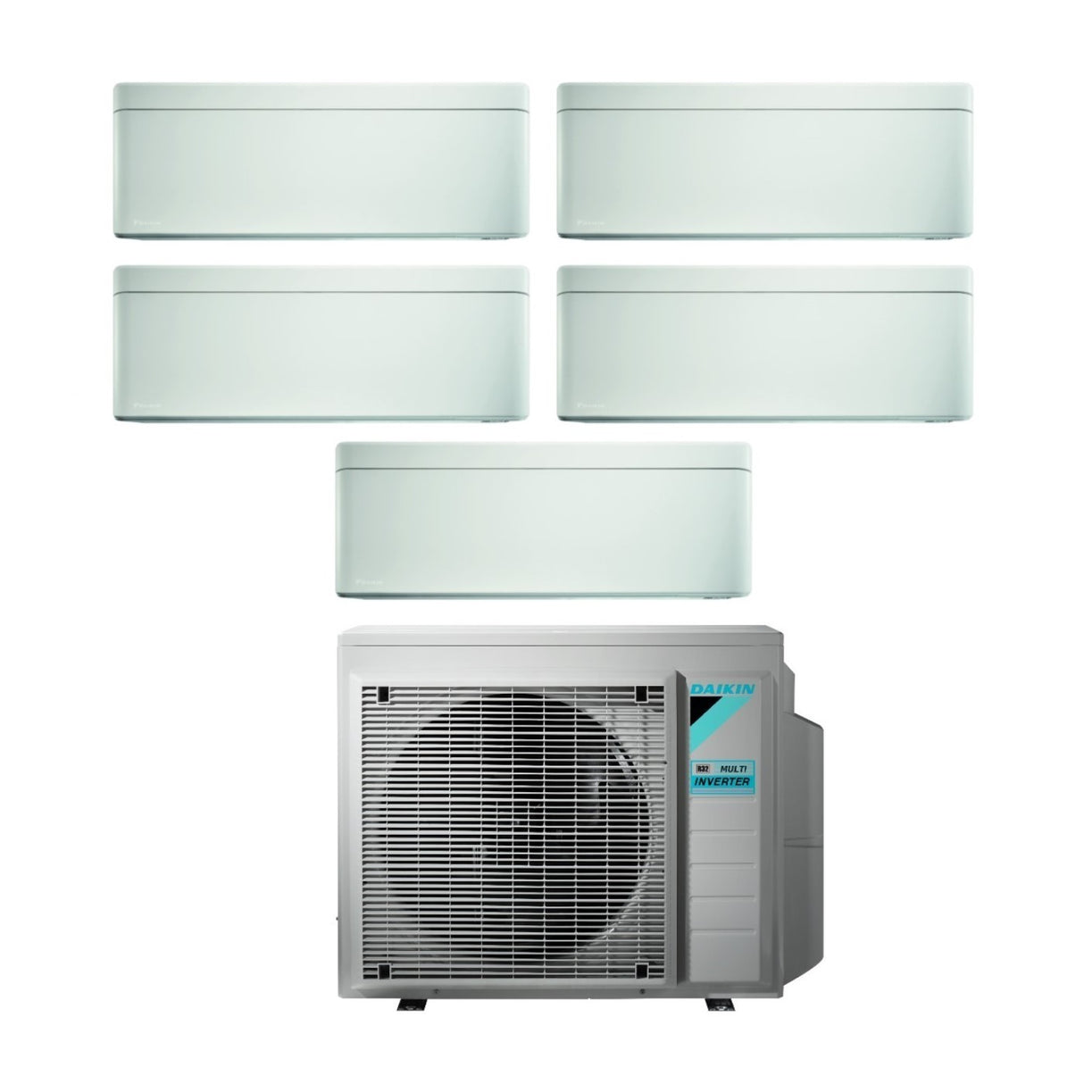 Daikin Bluevolution Penta Split Inverter Airconditioner STIJLVOL WIT serie 9+9+9+9+12 met 5MXM90N R-32 Geïntegreerde Wi-Fi 9000+9000+9000+12000