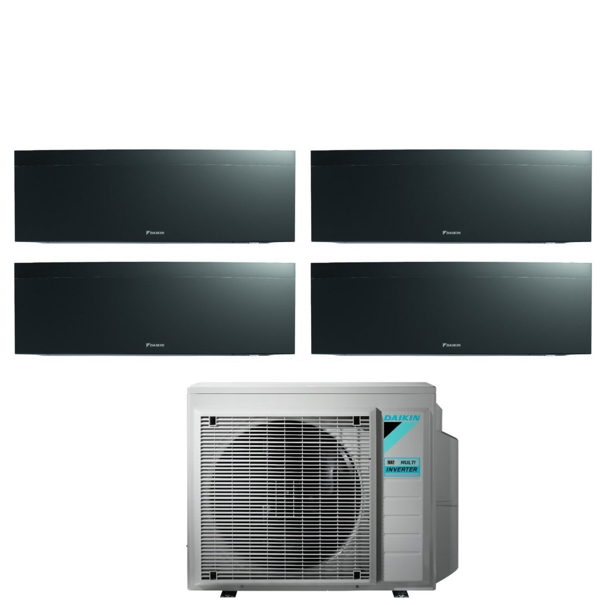 Airconditioner Daikin Bluevolution Quaders Split Inverter Serie EMURA BLACK III 7+9+15+18 met 4MXM80N R-32 Wi-Fi Geïntegreerd 7000+9000+15000+18000 Kleur Zwart