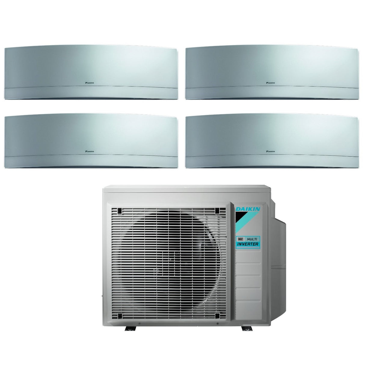 Daikin Bluevolution Airconditioner Split Inverter Panelen EMURA SILVER serie 9+9+12+12 met 4MXM68N R-32 Geïntegreerde Wi-Fi 9000+9000+12000+12000 Kleur Zilver