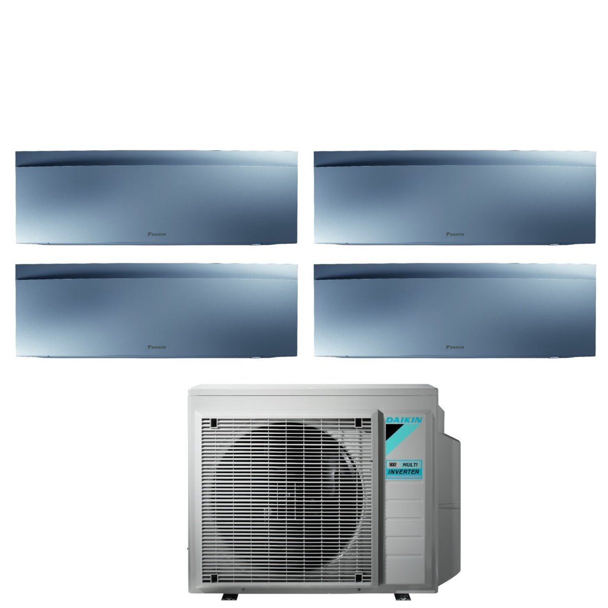 Daikin Bluevolution Airconditioner Split Inverter Panelen EMURA SILVER III serie 7+7+7+7+7 met 4MXM80N R-32 Geïntegreerde Wi-Fi 7000+7000+7000+7000 Zilveren Kleur