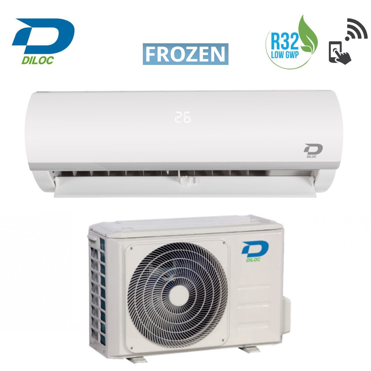 Diloc Inverter Airconditioner FROZEN serie 18000 Btu D.FROZEN118 R-32 Wi-Fi Optioneel Klasse A++
