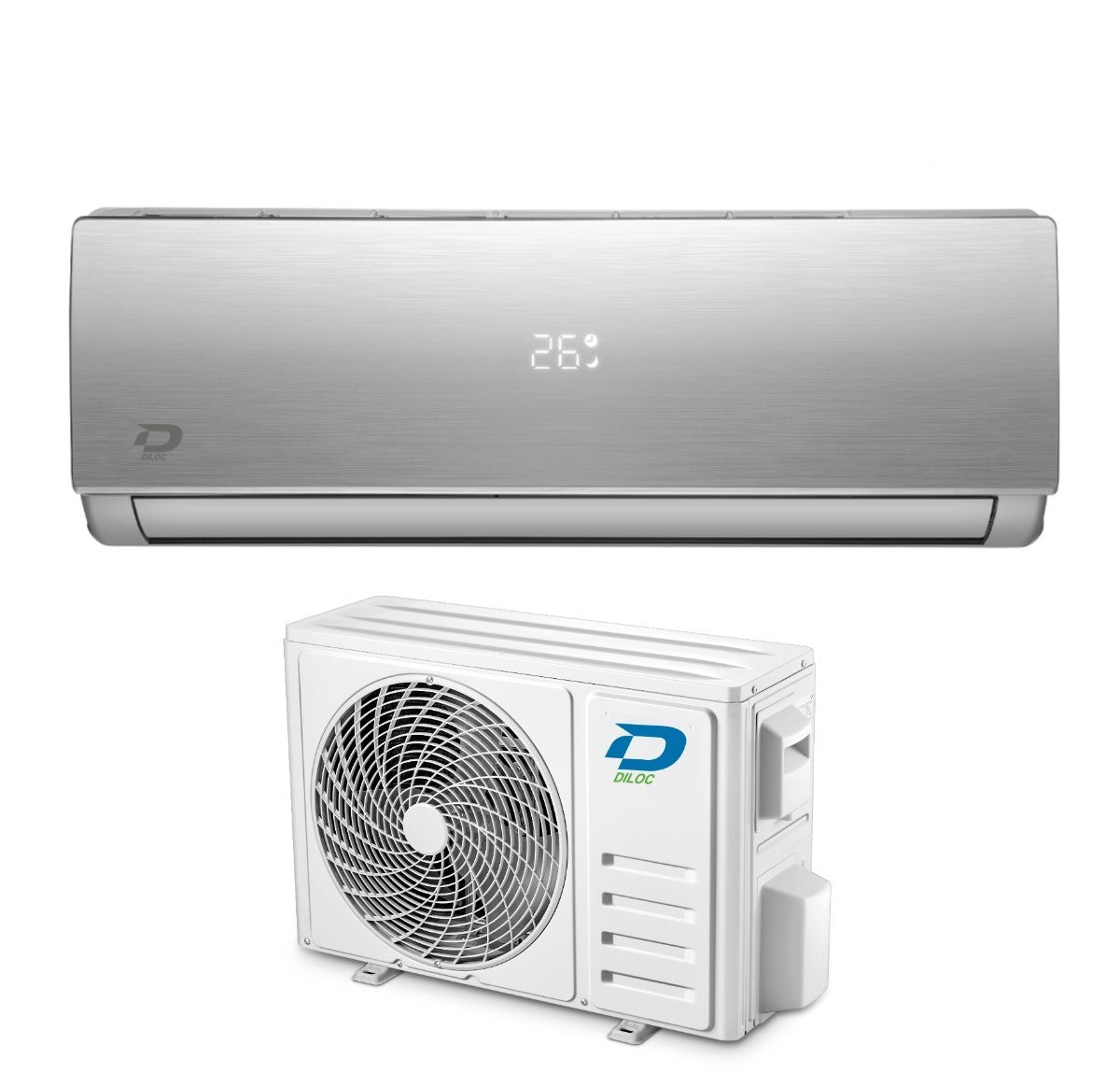 Diloc Inverter Airconditioner JESSICA SILVER serie 12000 Btu D.JESSICA 12000SLV R-32 Geïntegreerde Wi-Fi Zilver Klasse A++/A+
