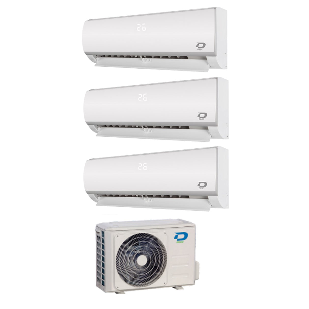 DILOC Trial Split inverter airconditioning FROZEN 9+12+18 serie met D.FROZEN300 R-32 klasse A++ 9000+12000+18000 BTU Wi-Fi OPTIONEEL