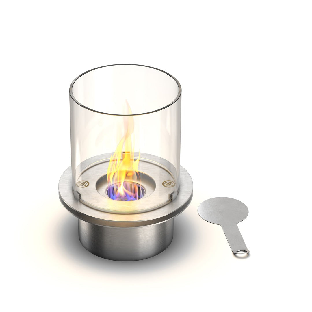Tondo Brander met glas voor bio-ethanol roestvrij staal biocamino 1,5 lt d.25