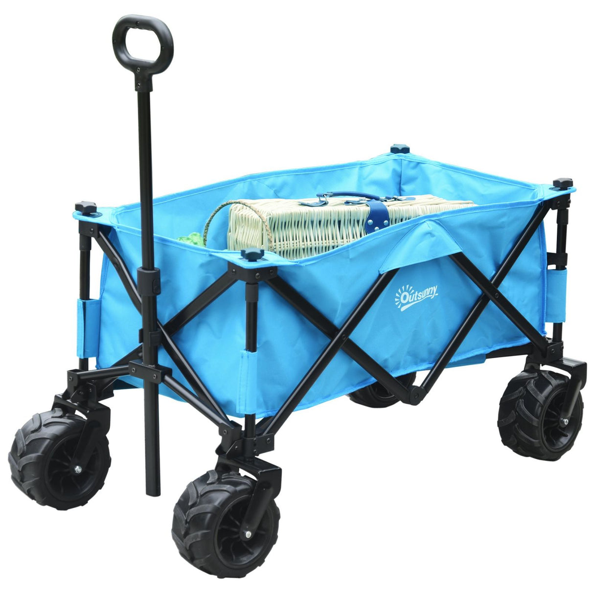 EASYCOMFORT Opvouwbare tuin- en kampeertrolley in staal en blauw Oxford