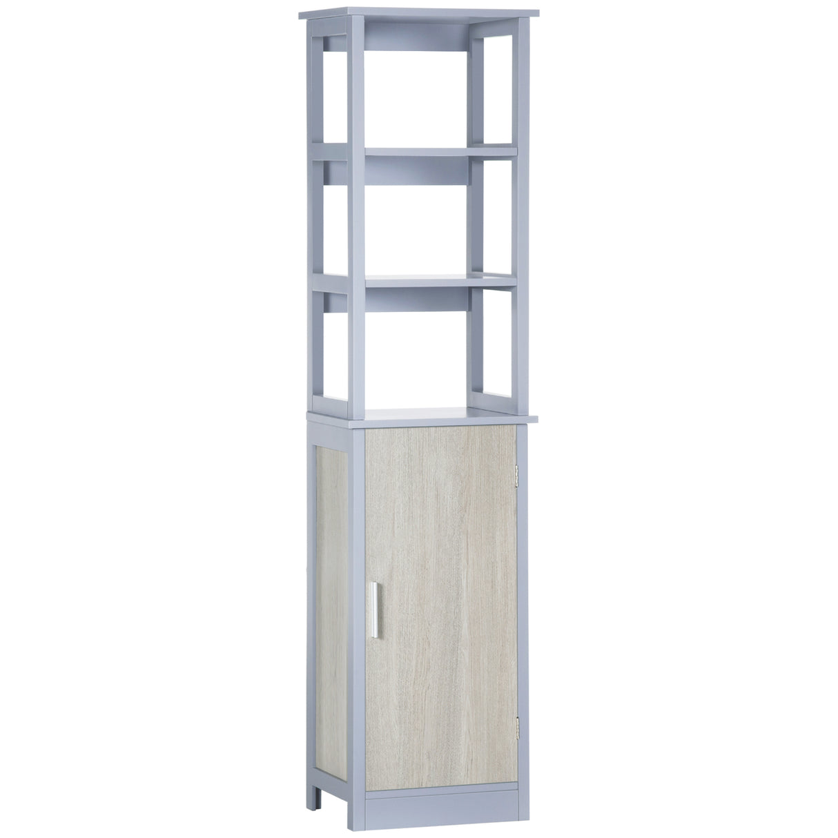 Easycomfort Kolom Badkamer met 3 Mouwen en Garderobekast in MDF Hout 40x30x160, Grijs en Natuurlijk Hout