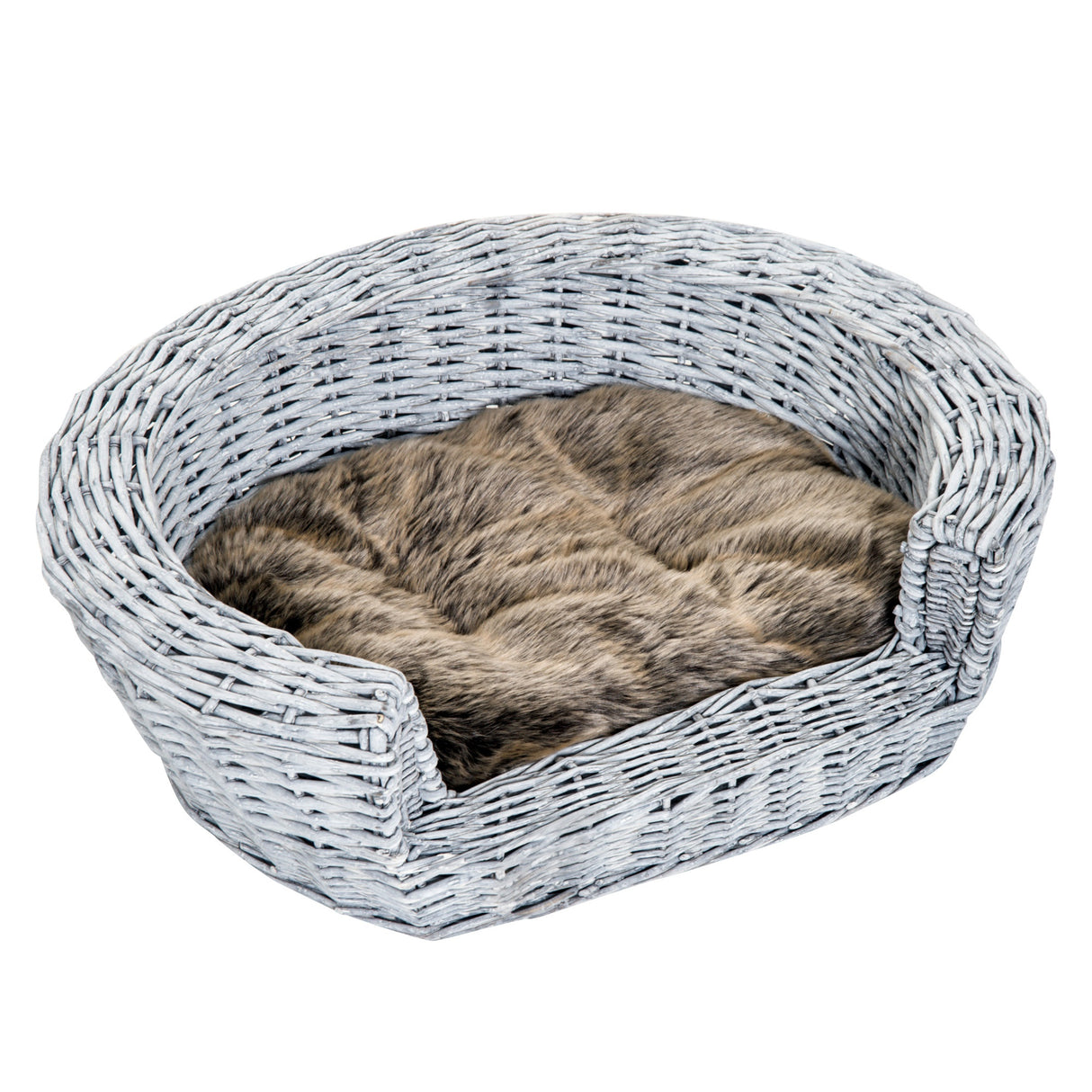 EASYCOMFORT Kennel voor katten, honden, huisdieren met zacht kussen voor binnen, rotan, 57 × 46 × 17,5 cm