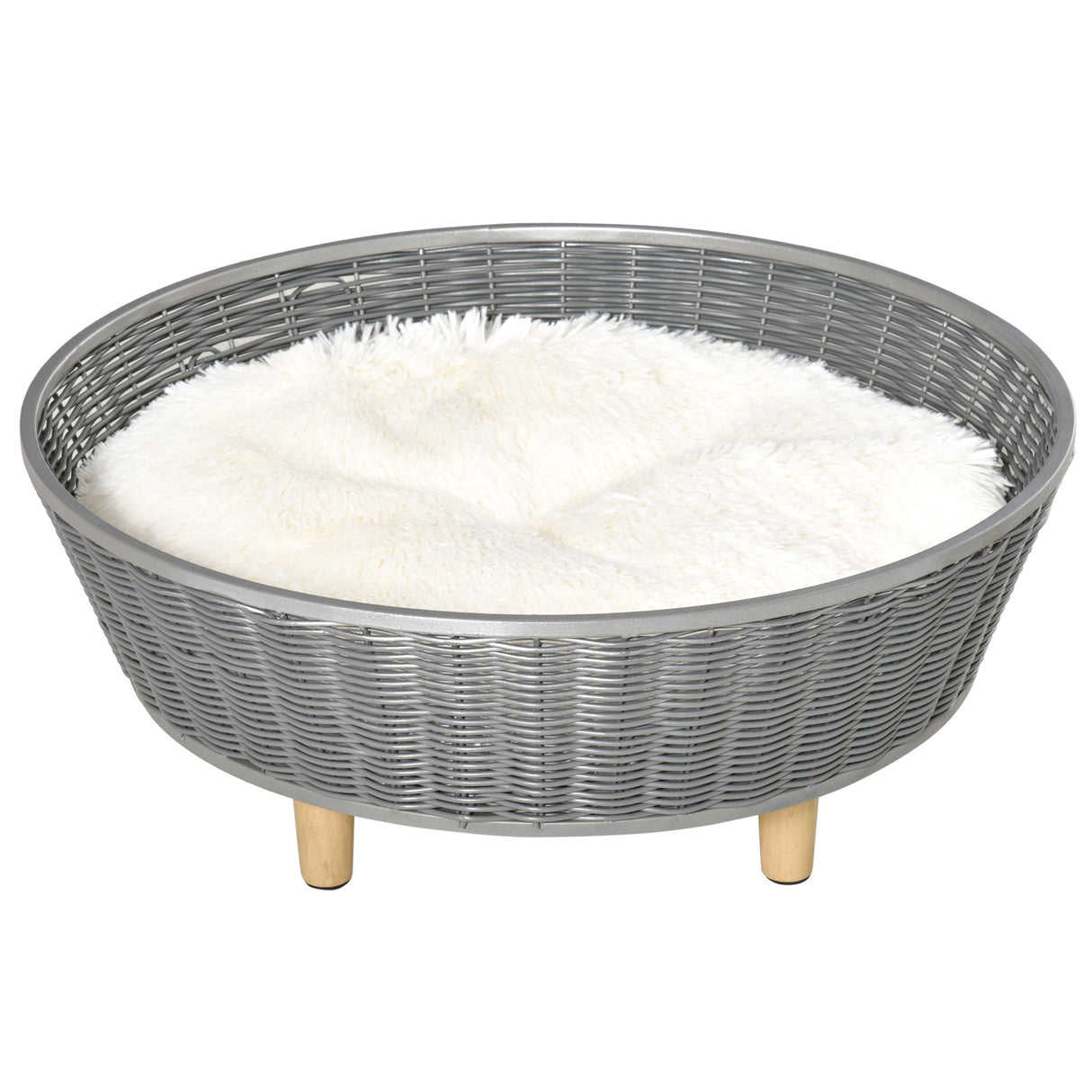 Easycomfort Indoor Katten- en Hondenhuisje, Katten- en Hondenhuisje, Grijs Synthetisch Vimini, 60x60x23,5cm