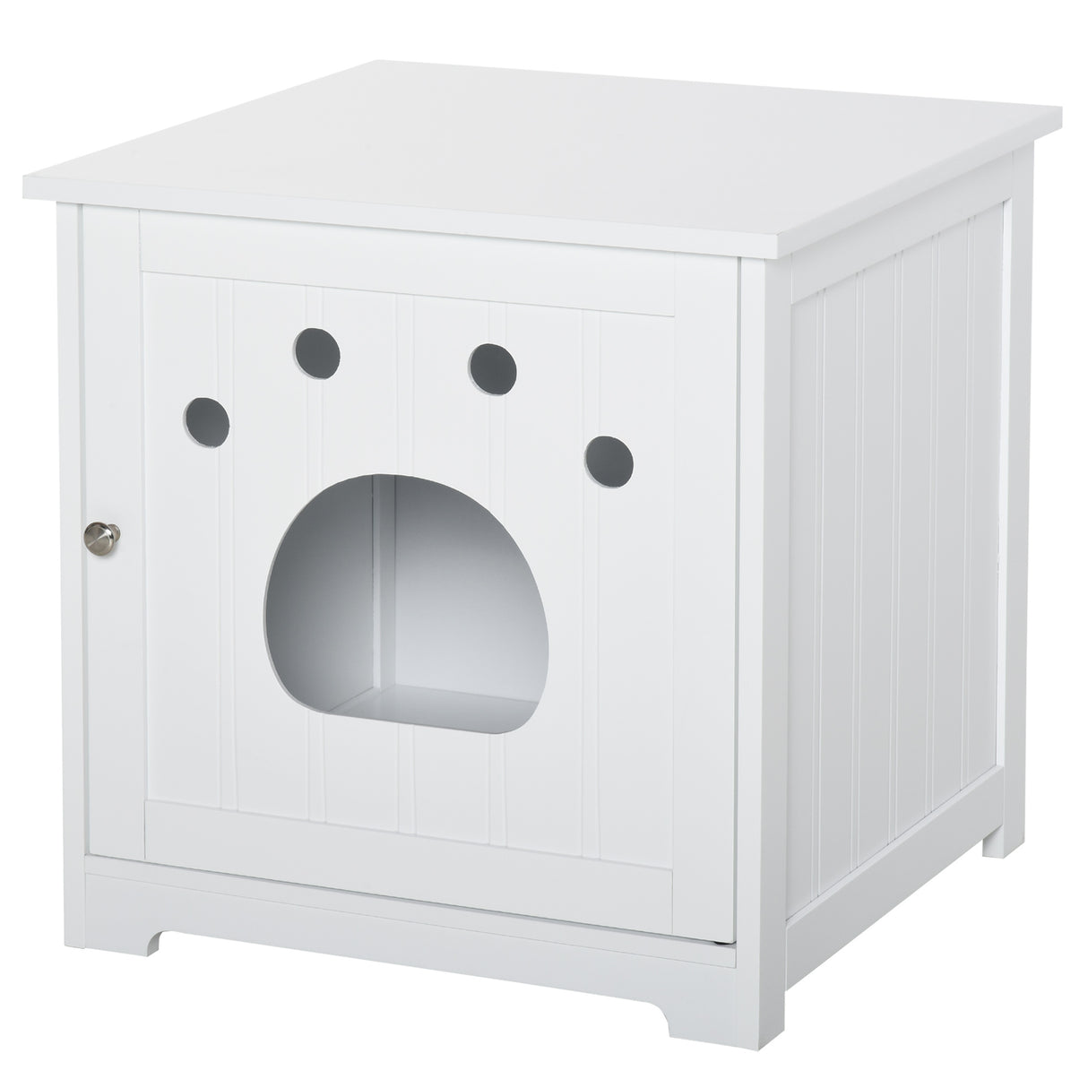 EASYCOMFORT Kennel voor katten en kleine honden Mobiele houten kattenbak, wit