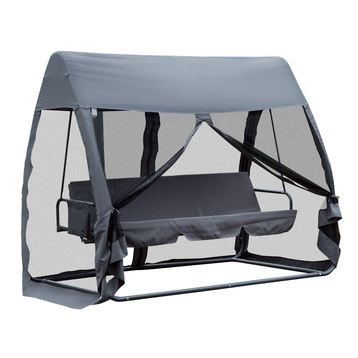 Easycomfort Tuinbed met Grijze Cranberry, Herbruikbare Cranberry 3-zits voor Buiten en Balkon 240x140x197cm