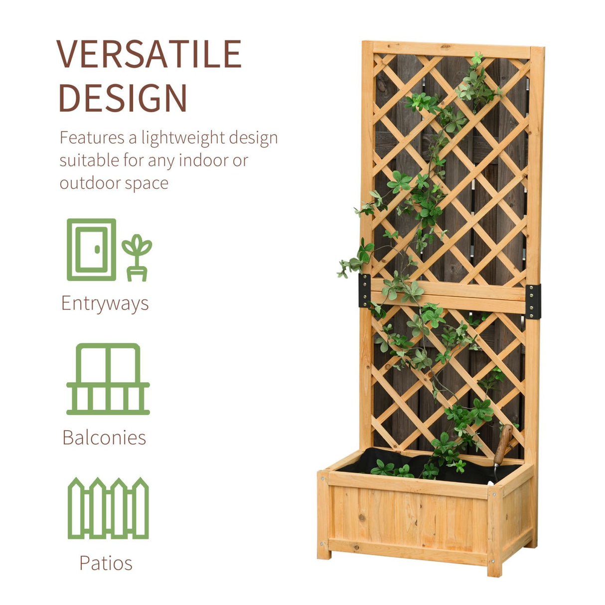 EASYCOMFORT Plant met Buitengrillpot voor Klimplanten in Hout 60x40x160cm