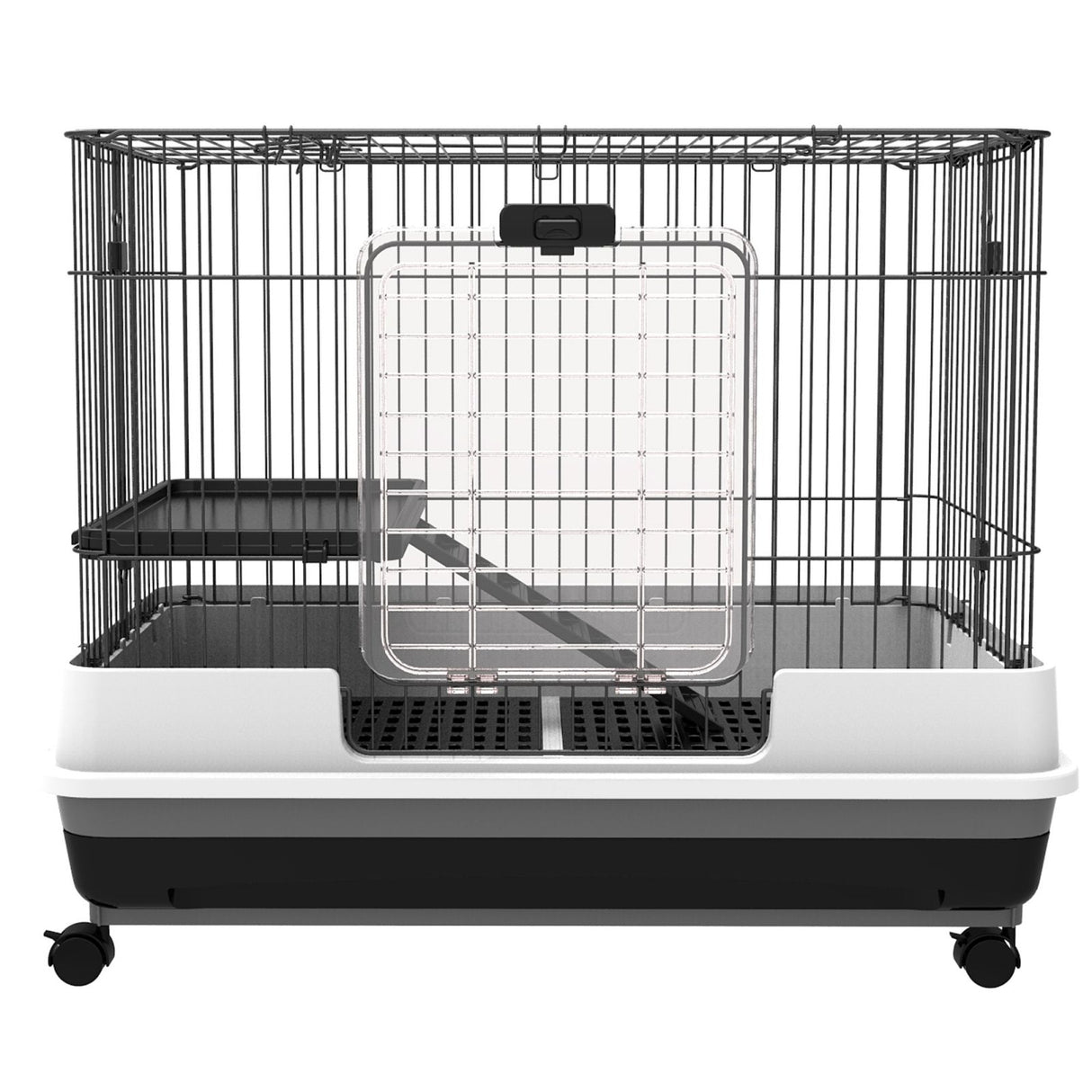 EASYCOMFORT kooi voor hamsters, konijnen en cavia's in zwart metaal met 2 deuren