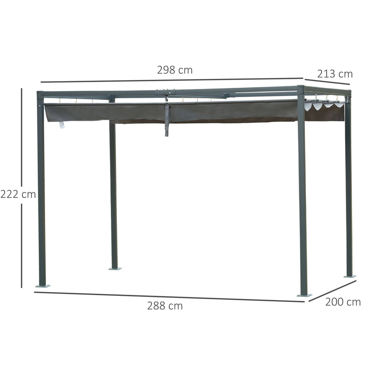 EASYCOMFORT Tuinhuisje Pergola met schuifdak voor buiten, 298 x 213 x 222 cm
