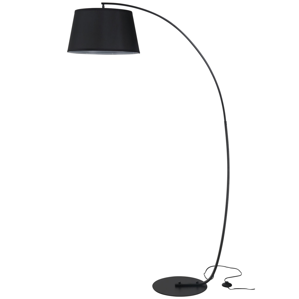 Easycomfort Arc Land Lamp met stoffen Paralume en voetschakelaar, Ø47x105x190cm, zwart