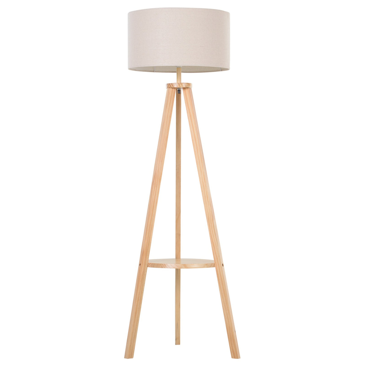Easycomfort Landlamp met touw tussenlamp Paralume in linnen schakelbaar met pedaal energiebesparend hoogte 154 cm, hout, 50x50x154 cm